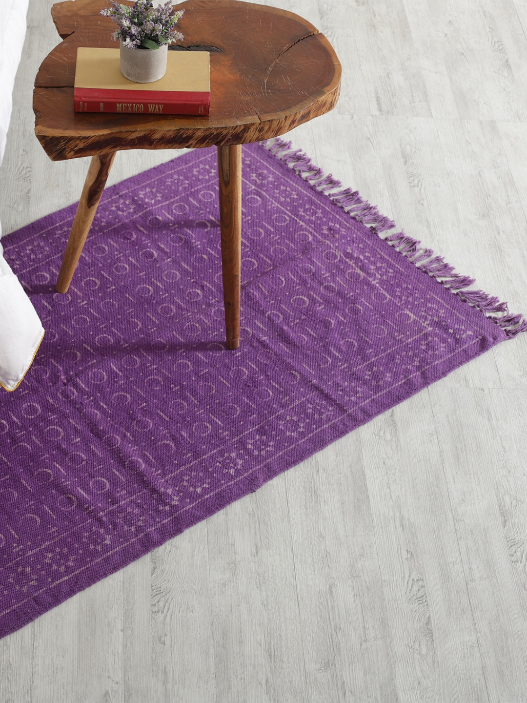 HANDICRAFT PALACE Purple Printed Rectangular Cotton Carpet