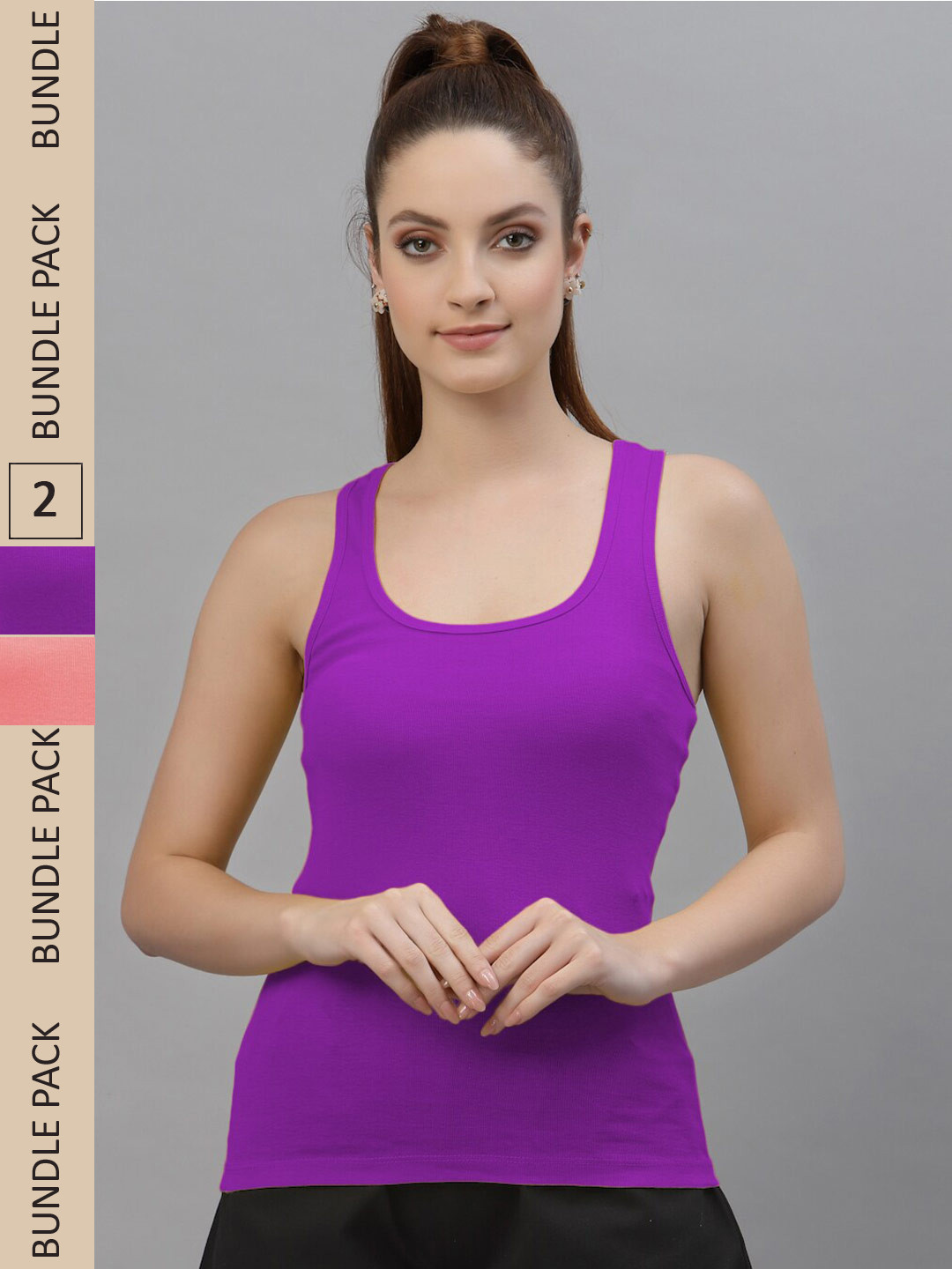 Friskers Peach-Coloured Cotton Tank Top