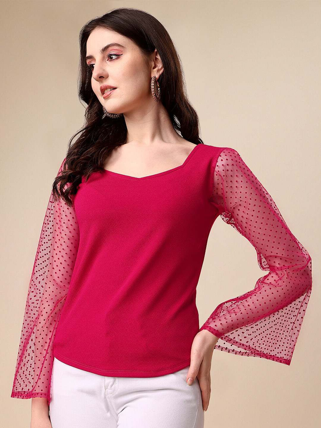 SHEETAL Associates V-Neck Self Design Top