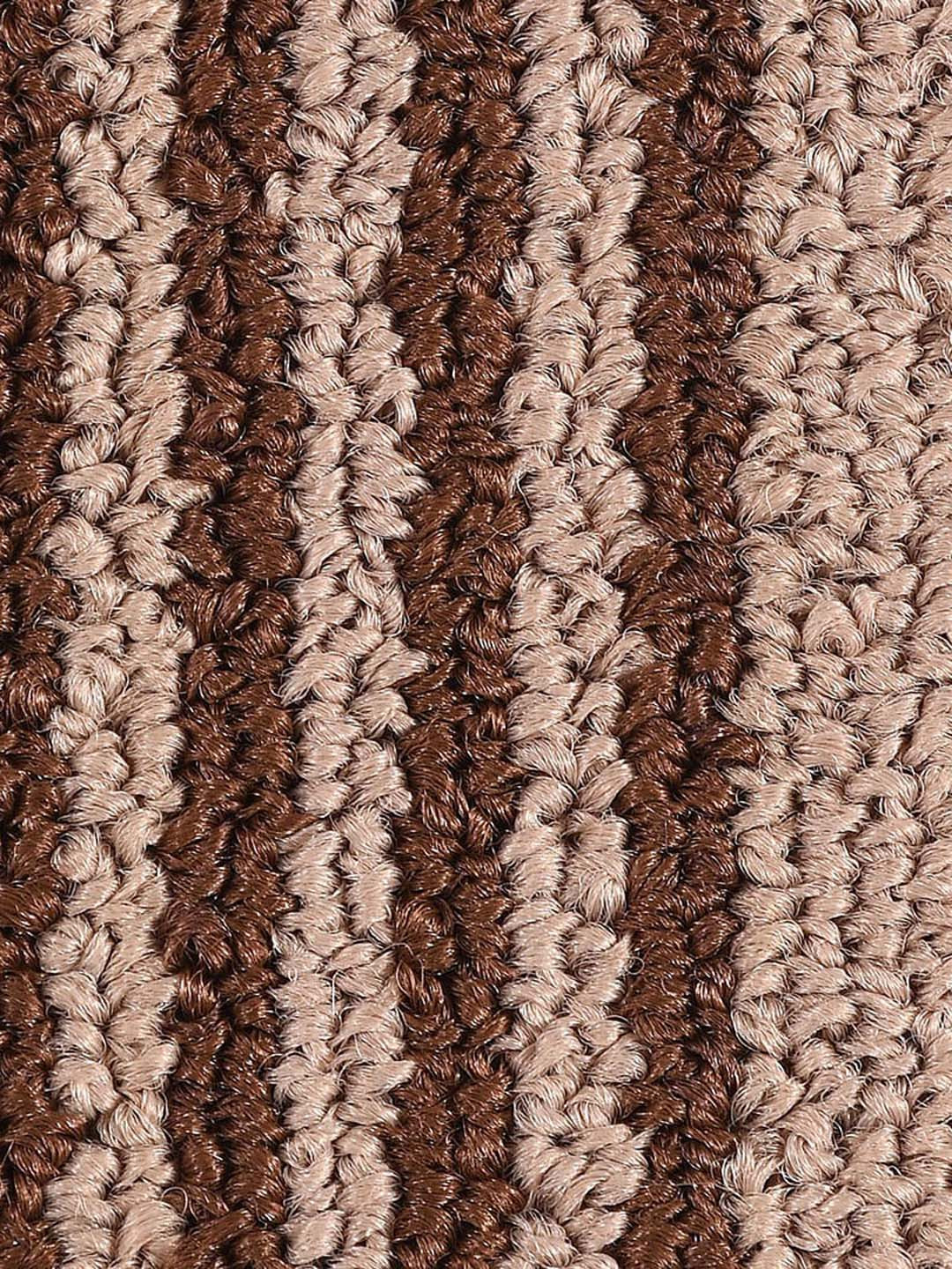 Saral Home Power Beige & Brown Striped Anti-skid Carpet