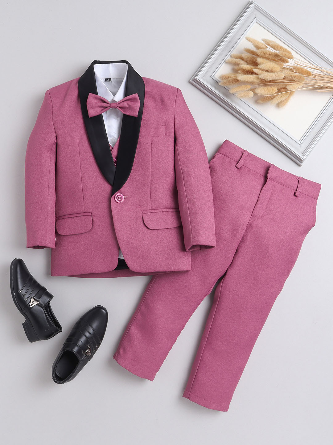 Jeetethnics Boy 5-Pieces Long Sleeves Single-Breasted Partywear Suit