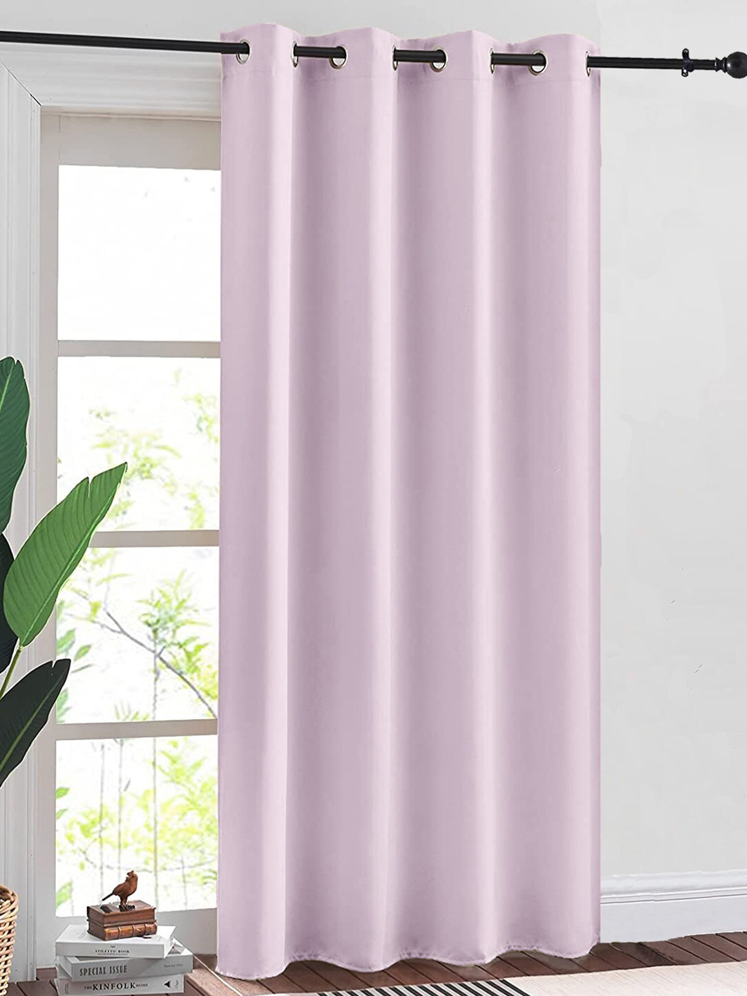 URBAN SPACE Lavender Solid Black Out Door Curtain
