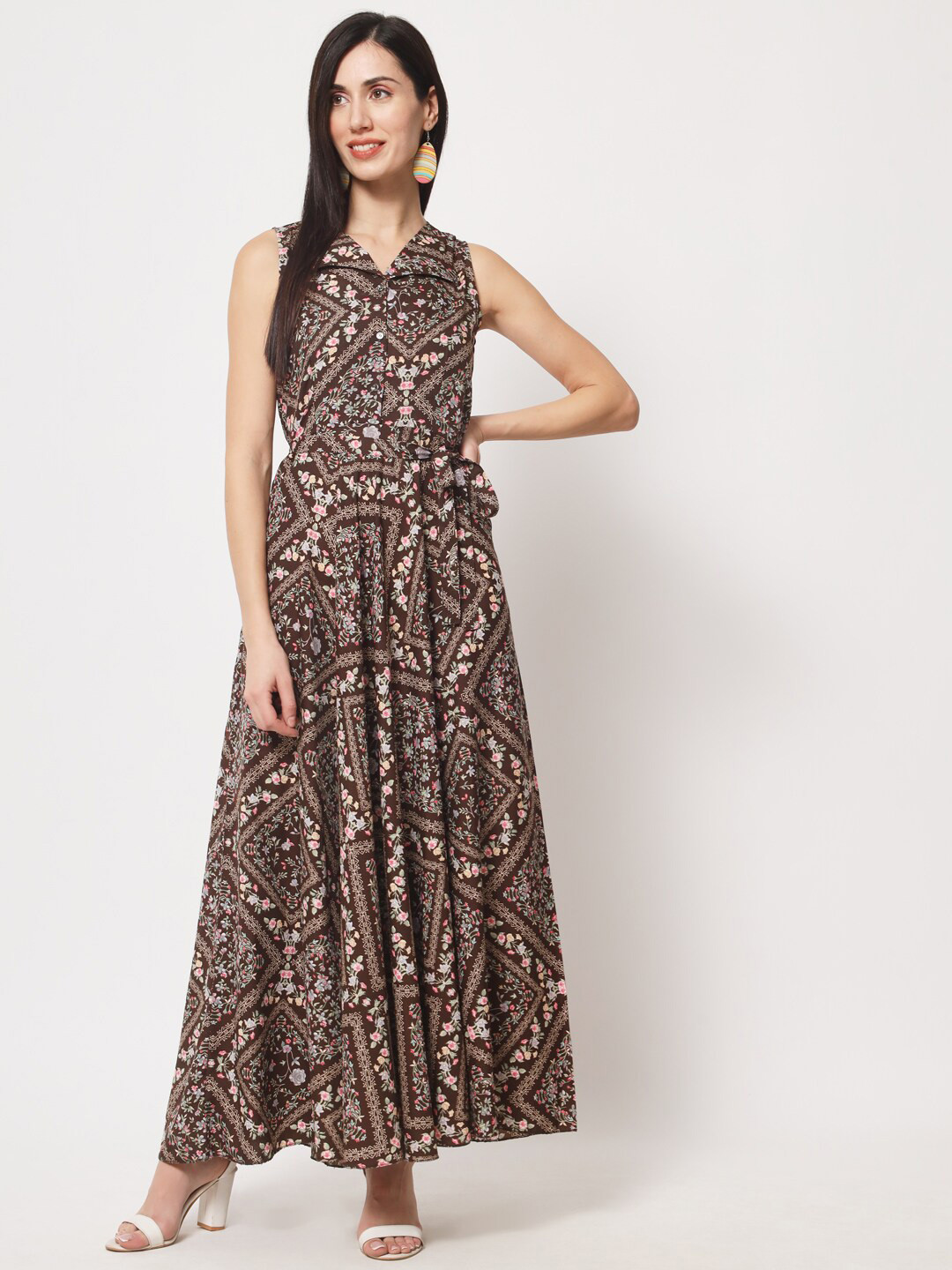 Rudraaksha Creations Floral Printed Fit & Flare Maxi Dress