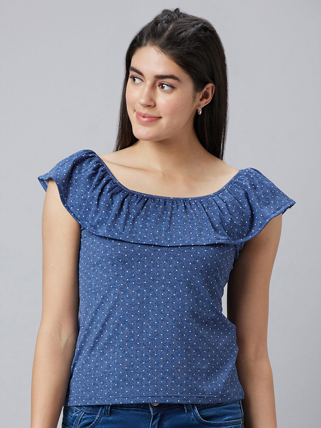 Globus Polka Dots Printed Ruffles Top