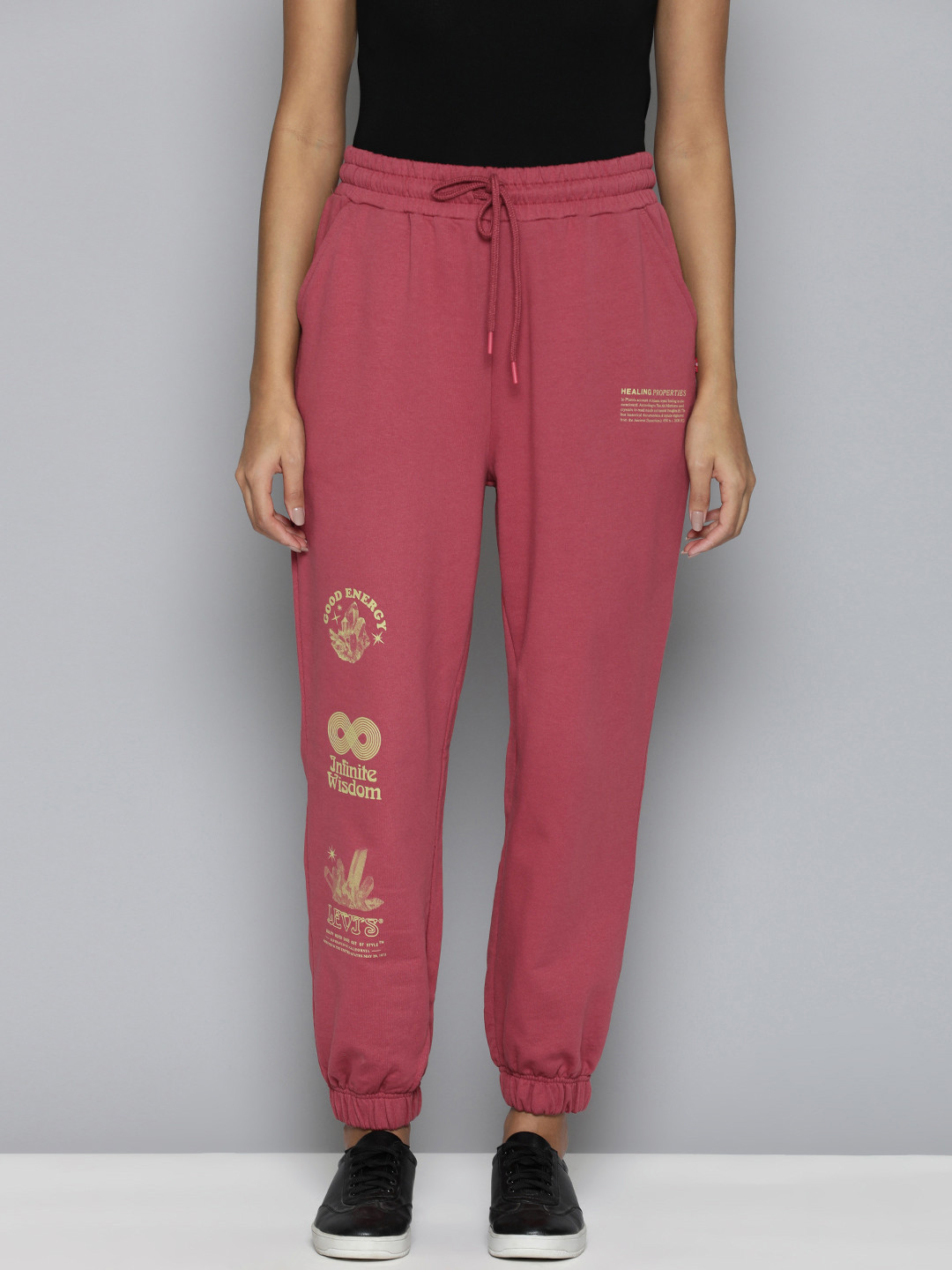 Levis Women Graphic Printed Pure Cotton Flared-Fit Joggers