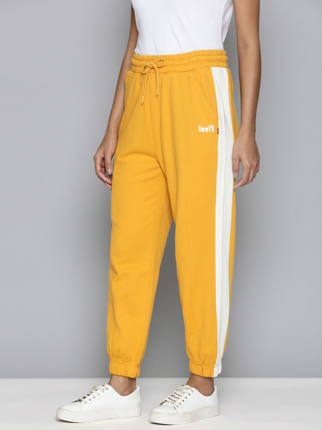 Levis Women Solid Pure Cotton Flared-Fit Joggers With Side Stripes