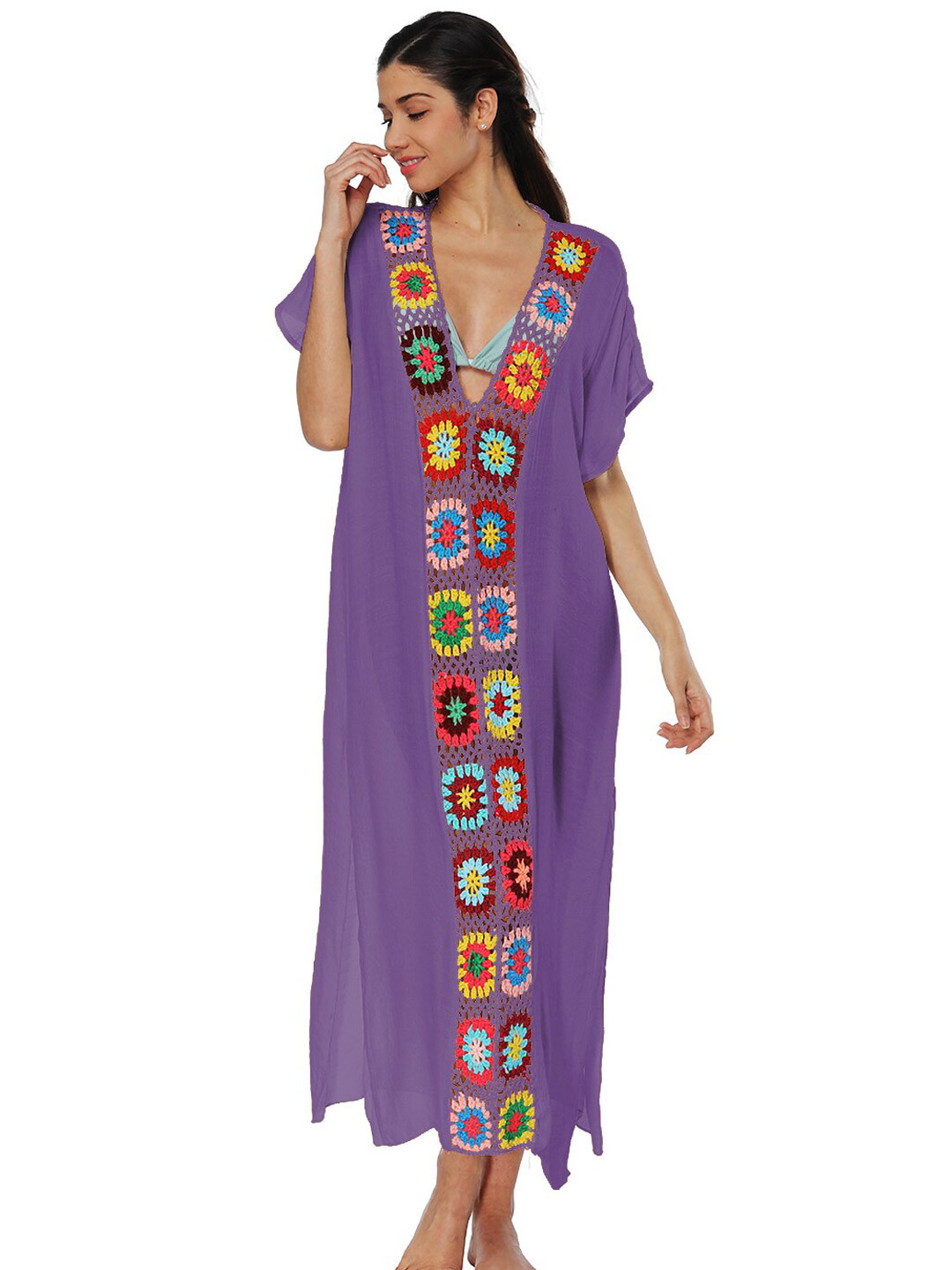 JC Collection Self-Design Swimwear Maxi Cover Top