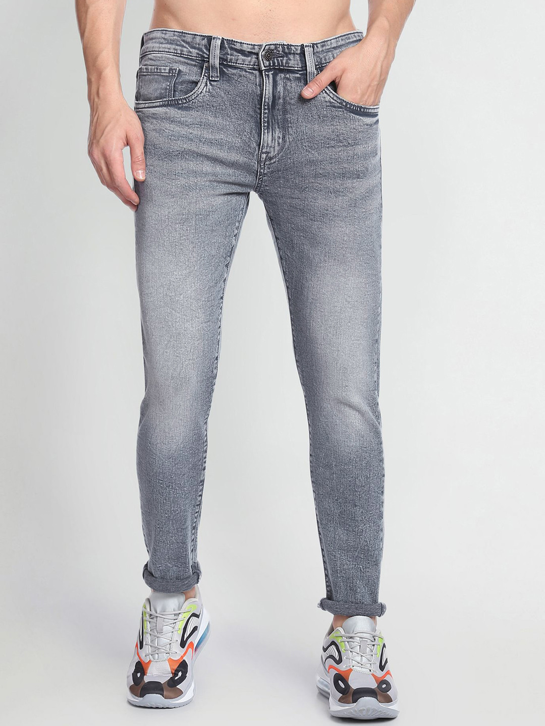 Flying Machine Men Slim Fit Heavy Fade Mid-Rise Stretchable Classic Vintage Jeans