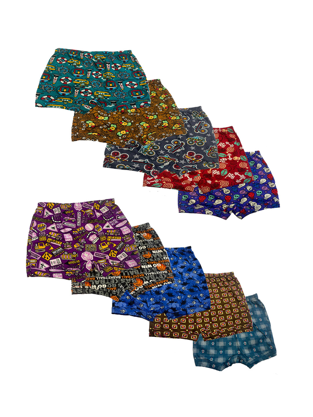 PRIDE APPAREL Infant Kids Pack Of 10 Assorted Pure Cotton Trunks