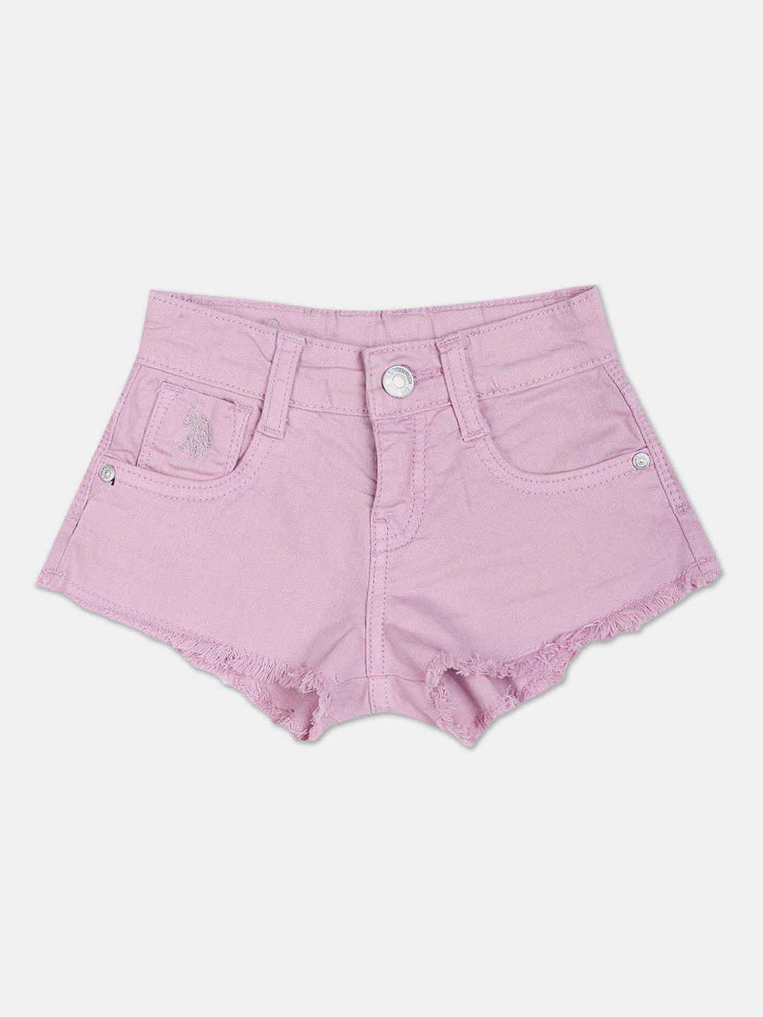 U.S. Polo Assn. Kids Girls Mid-Rise Cotton Hot Pants Shorts