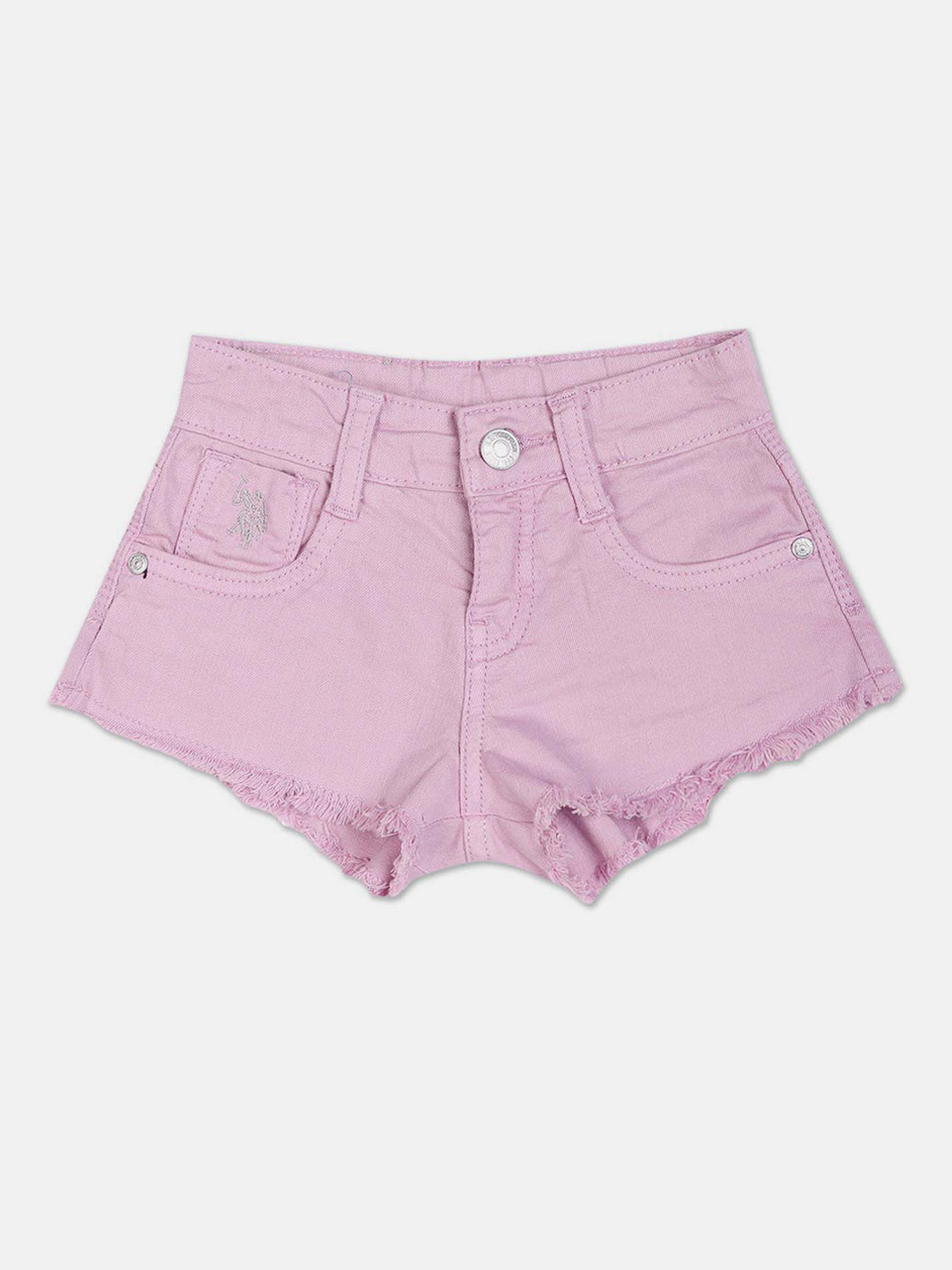 U.S. Polo Assn. Kids Girls Mid-Rise Cotton Hot Pants Shorts