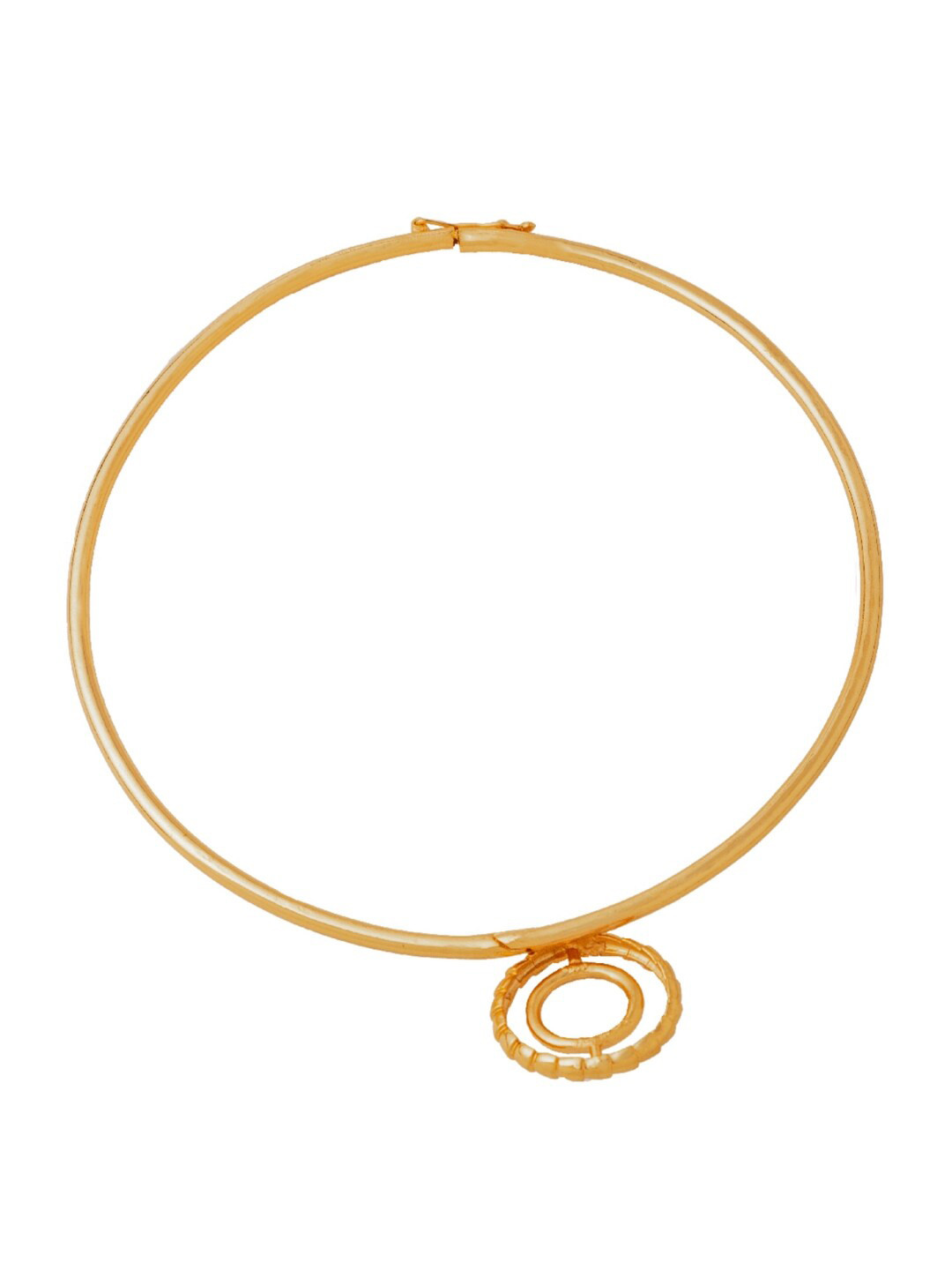 TANN TRIM Concentric Circle Hasli Necklace 22 Kt Gold Plated Hasli