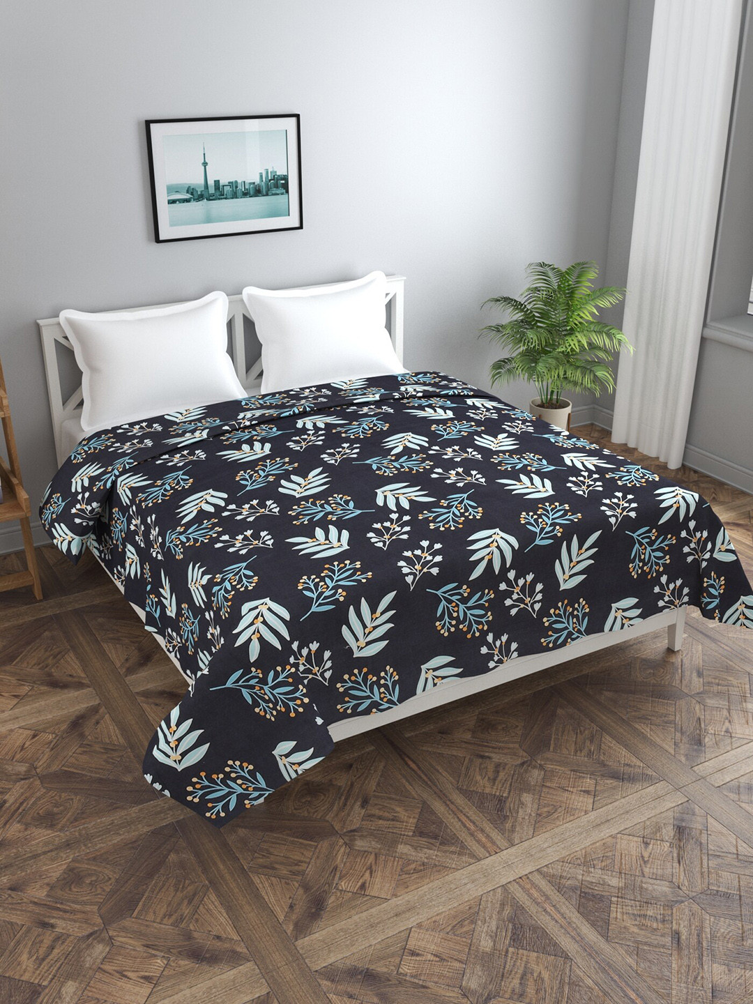 MORADO Black Floral 180 GSM Single Duvet Cover
