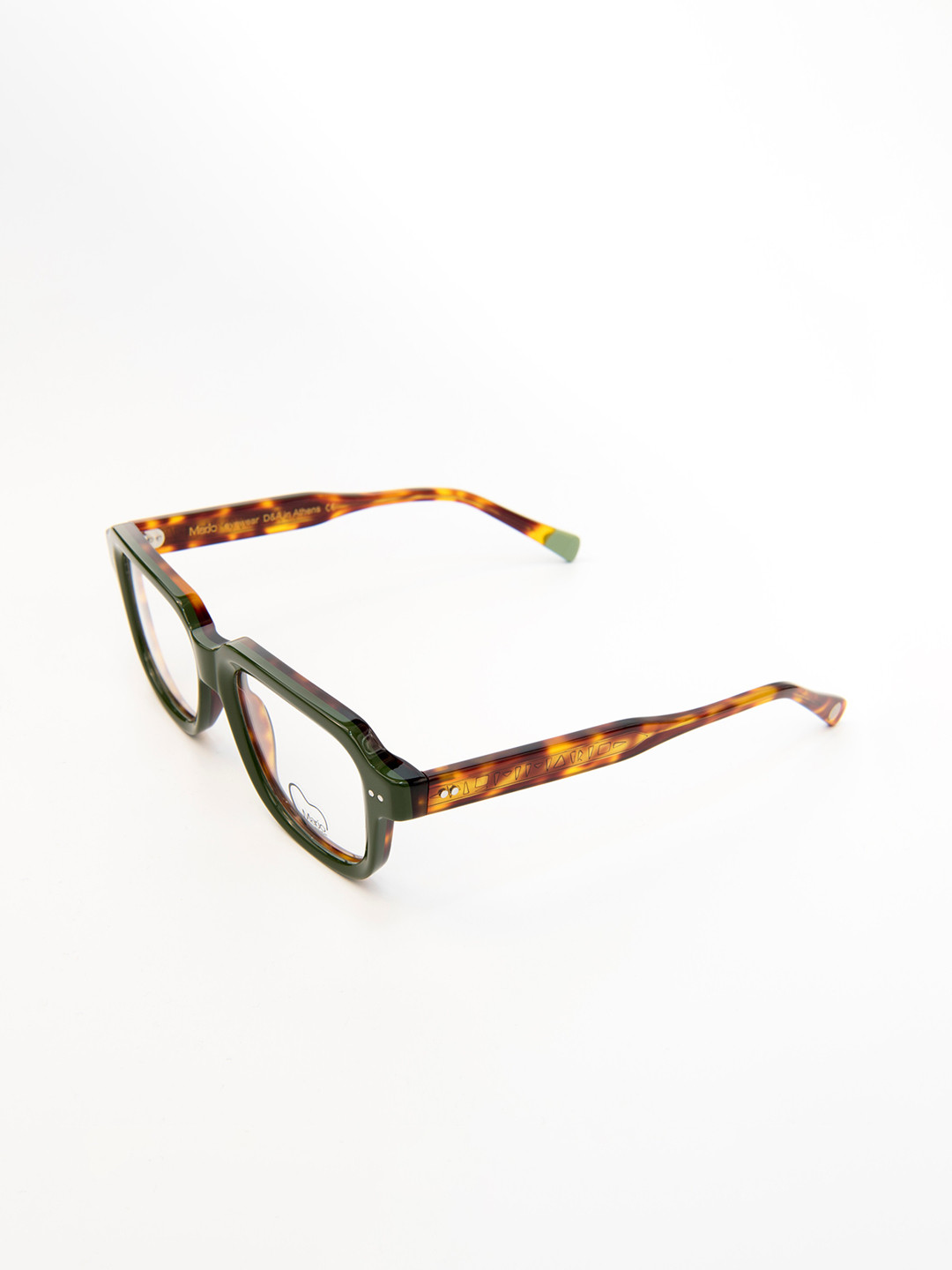 MARJO EYEWEAR Clear Lens & Green Square Sunglasses Aquila C3