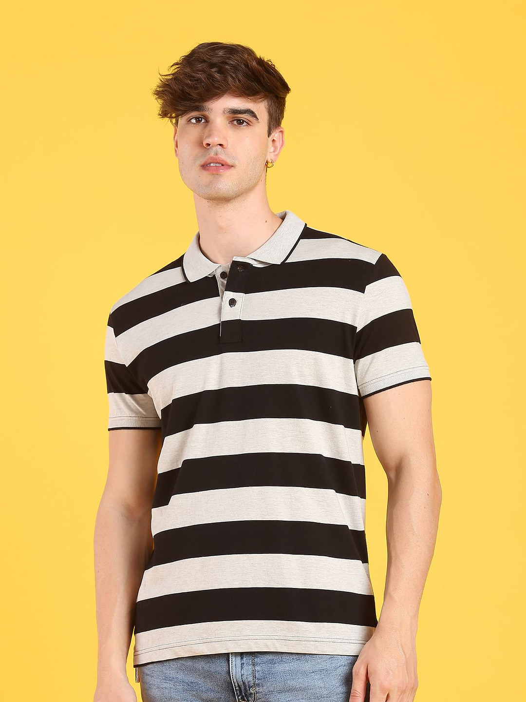 Flying Machine Striped Cotton Slim Fit  T-shirt