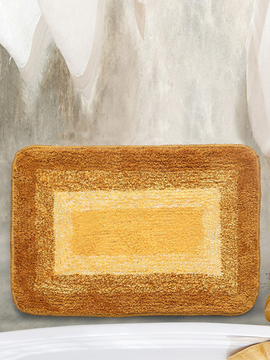 Saral Home Set of 2 Yellow Antiskid Bath-Door Mat