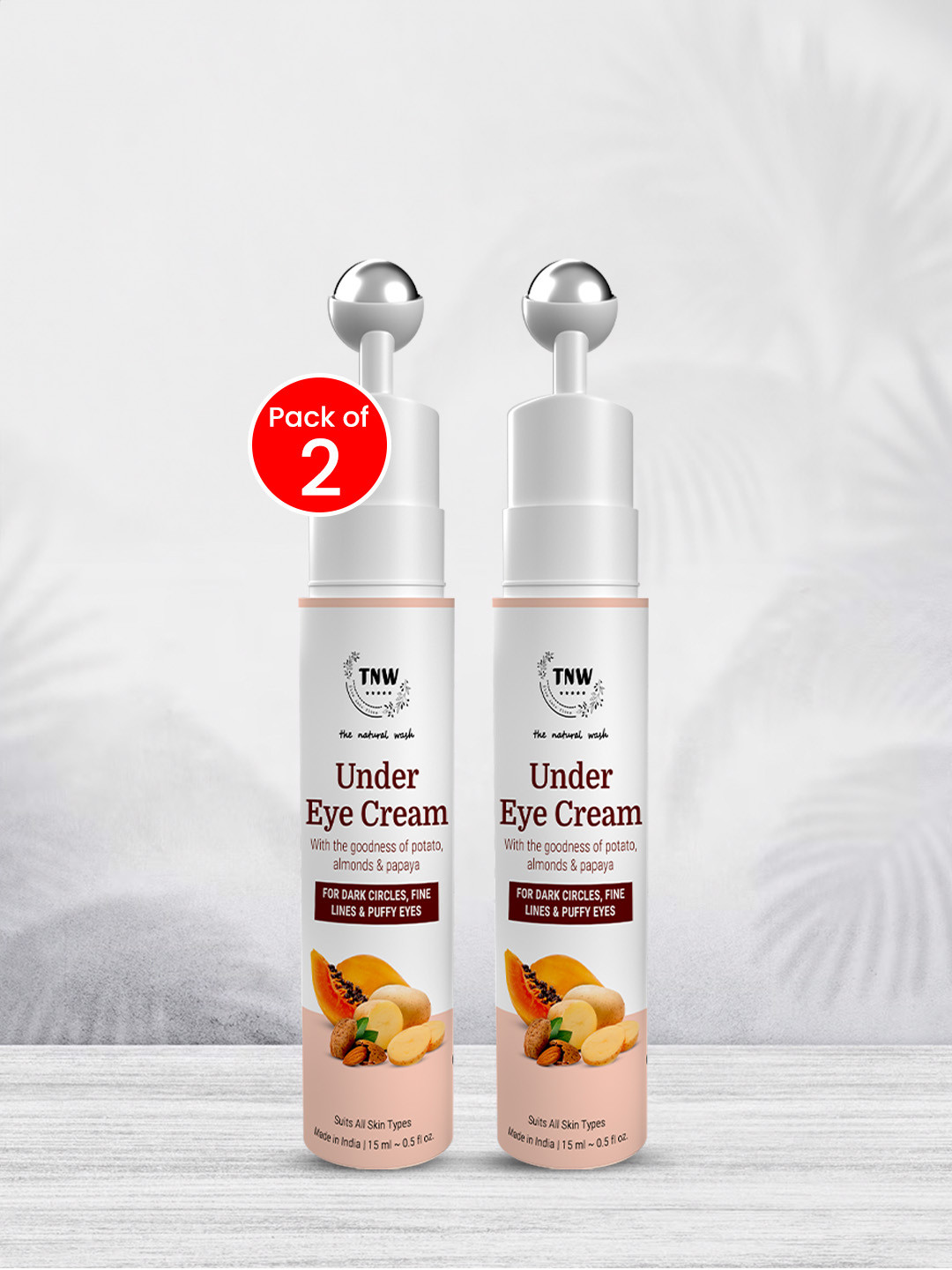 TNW the natural wash Set Of 2 Under Eye Cream With Cooling Massage Roller 15 ml Each