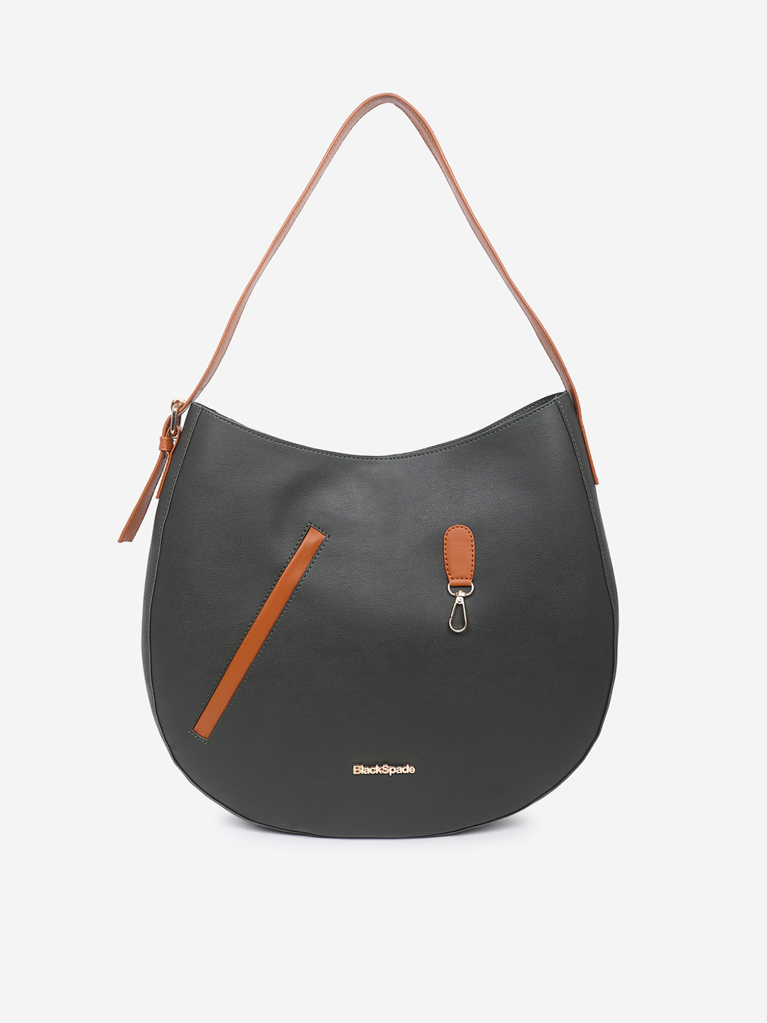 Black Spade Textured Half Moon Shoulder Bag
