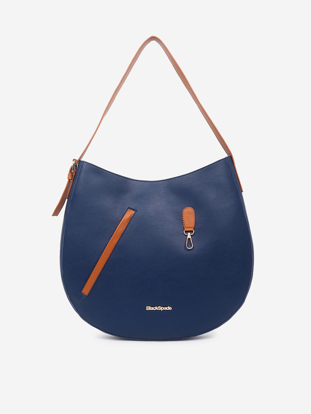 Black Spade Textured Half Moon Handheld Bag