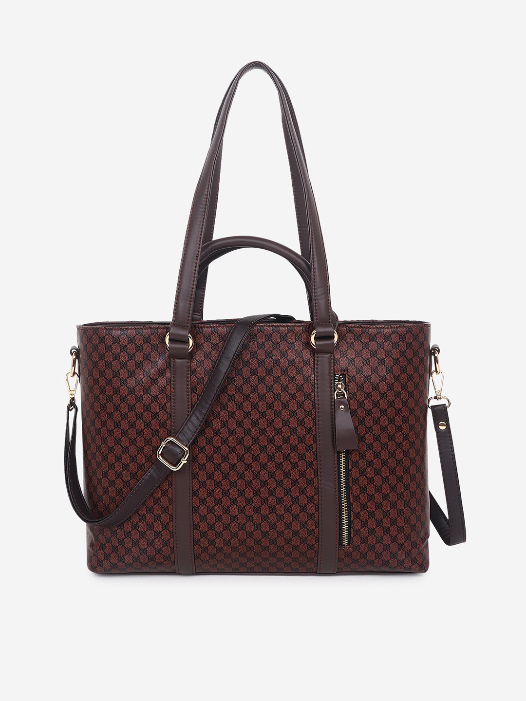 Black Spade Geometric Printed Structured Handheld Bag