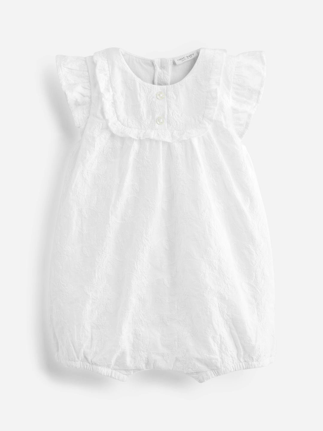 Buy NEXT Infant Girls Pure Cotton Embroidered Romper Rompers for