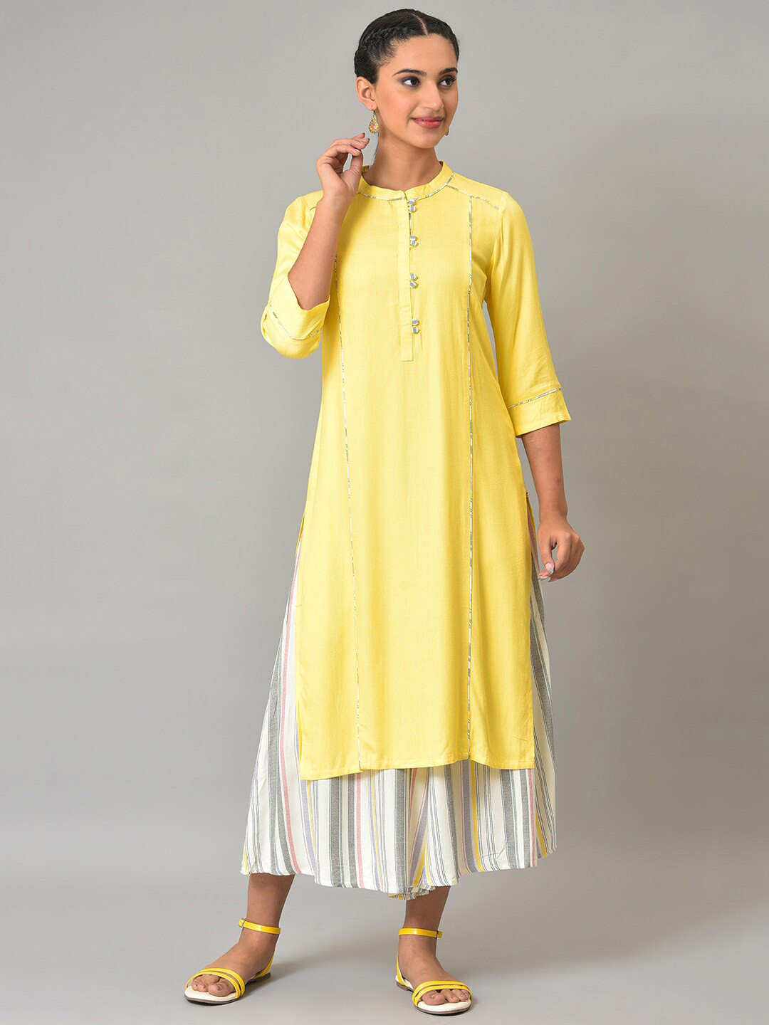 AURELIA Panelled A-Line Kurta with Palazzos