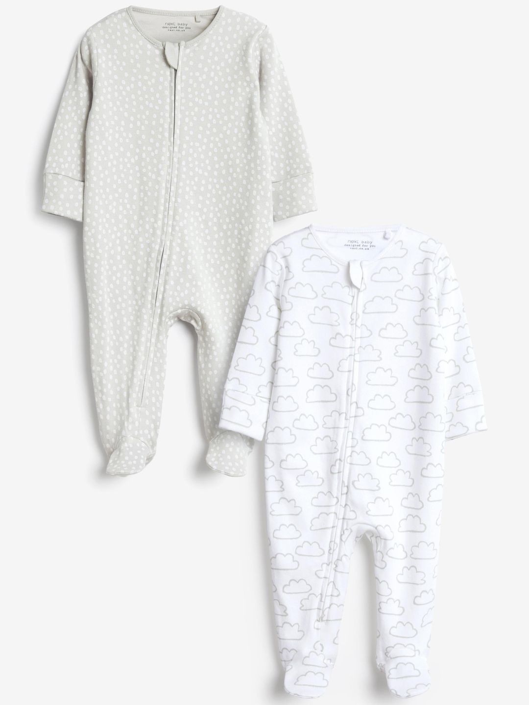 NEXT Infants Pack of 2 Pure Cotton Sleepsuits