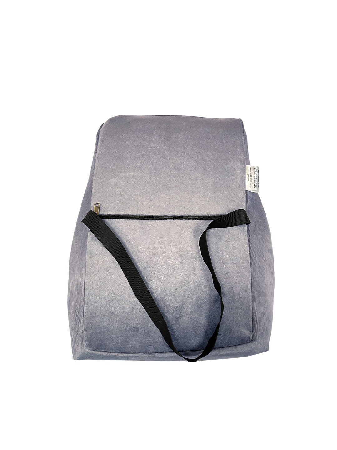 Sleepsia Lumbar Grey Solid Faux Velvet Adjustable Medium Memory Foam Sleep Pillow-44.45 x 39.37 cm