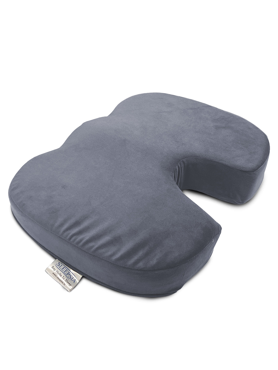 Sleepsia Grey Solid Faux Velvet Medium Memory Foam Sleep Pillow-7.62 x 33.02 x 45.72 cm