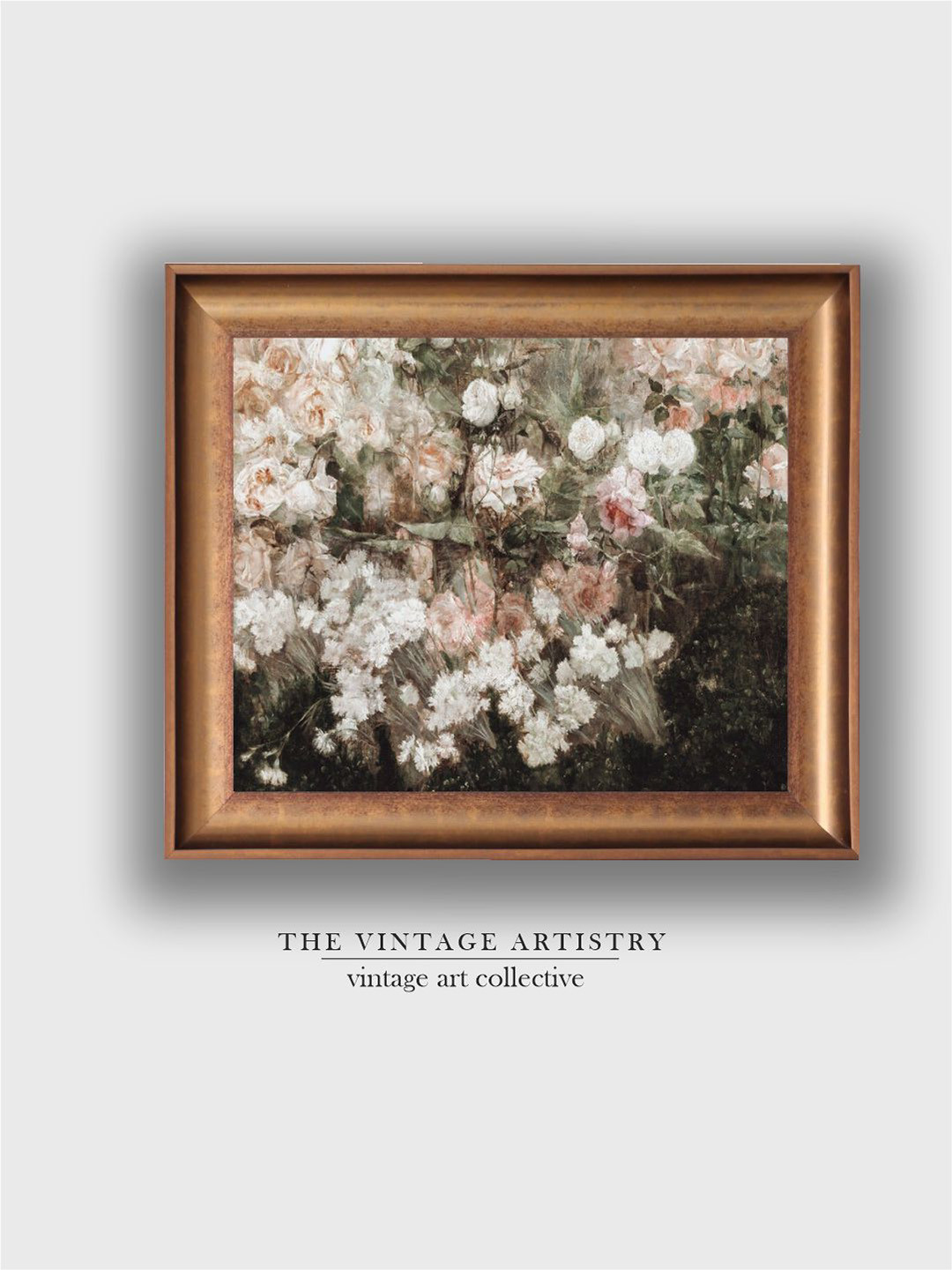 THE VINTAGE ARTISTRY White Flowers Painting Wall Art