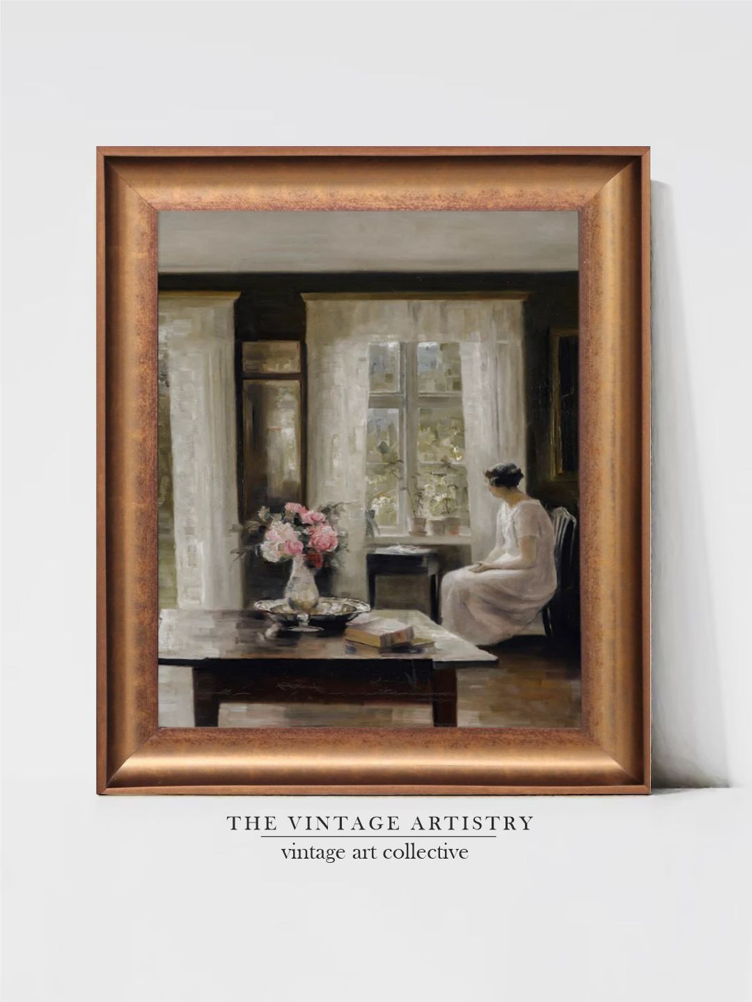 THE VINTAGE ARTISTRY Off White & Brown Portrait Still Life Painting Wall Art