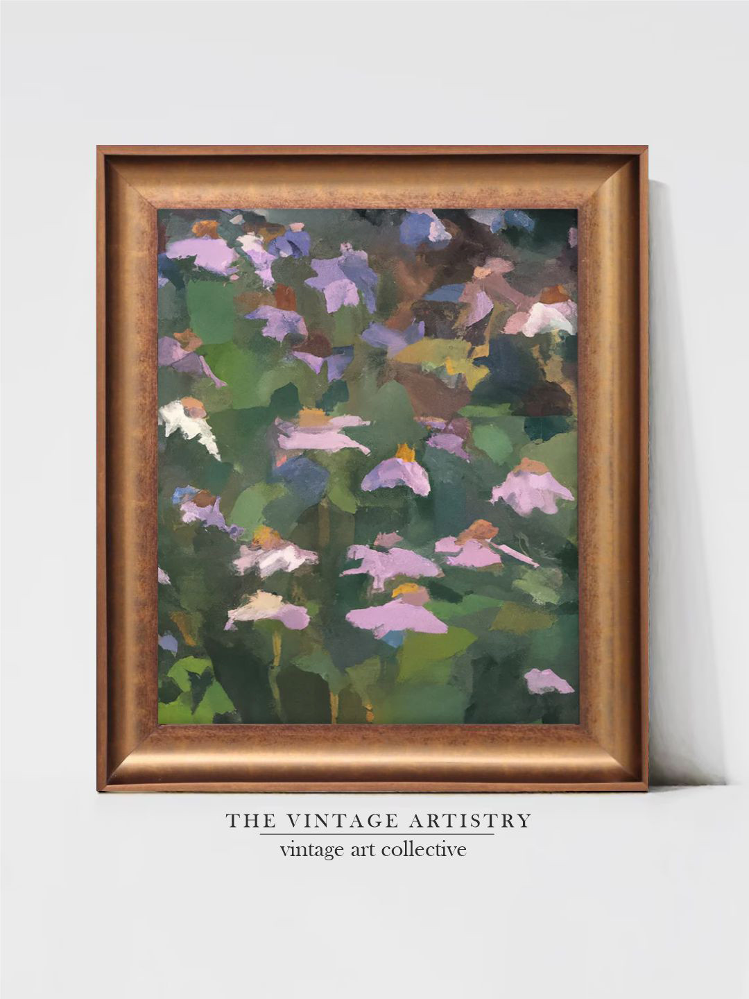 THE VINTAGE ARTISTRY Green Vintage Flower Painting Wall Art