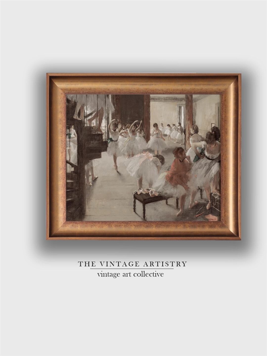 THE VINTAGE ARTISTRY White Ballerina Vintage Painting Wall Art