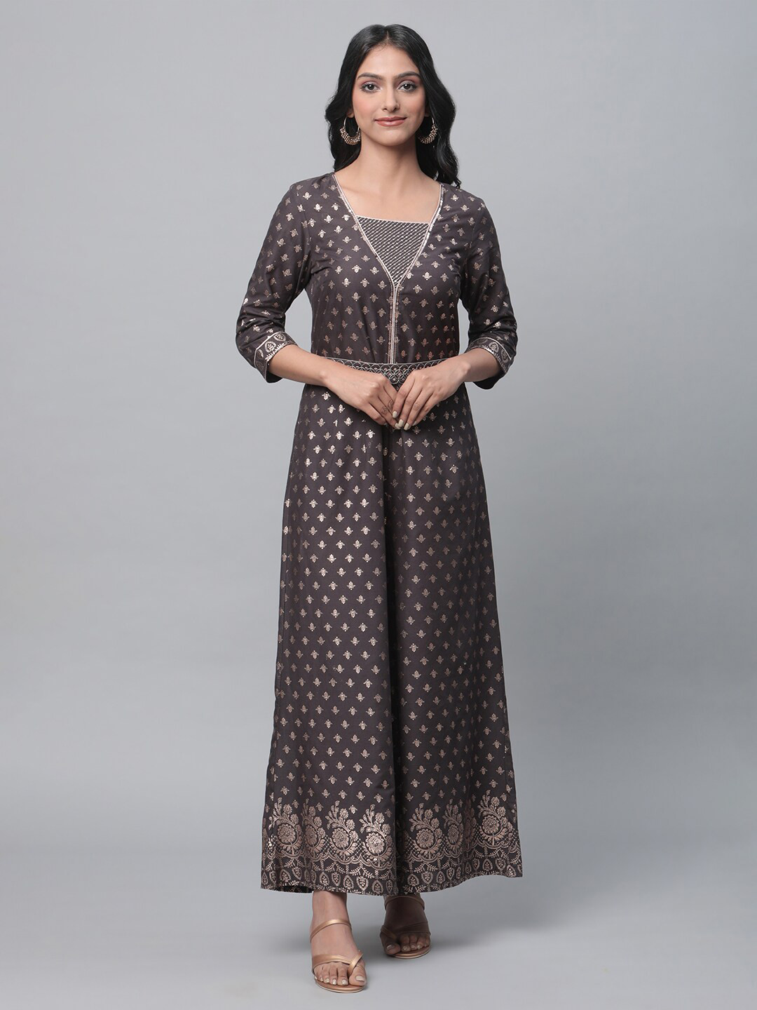 AURELIA Woven Design Cotton Basic Jumpsuit