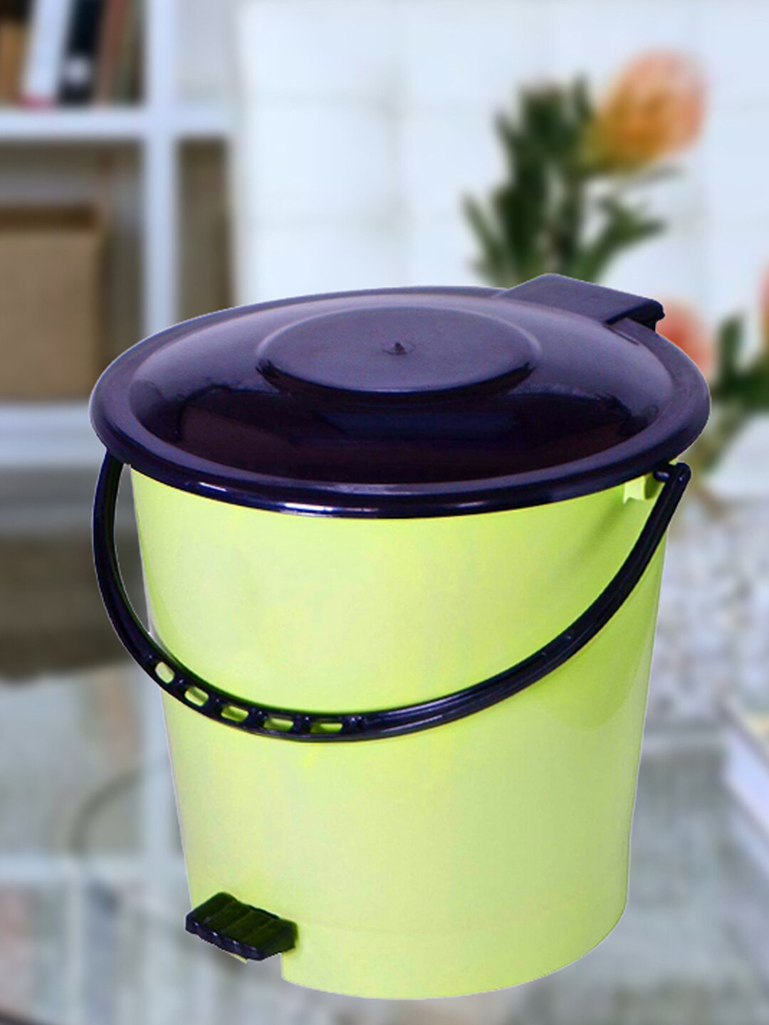 Kuber Industries Green & Black 3-Pieces Pedal Dustbins- 5 L Each