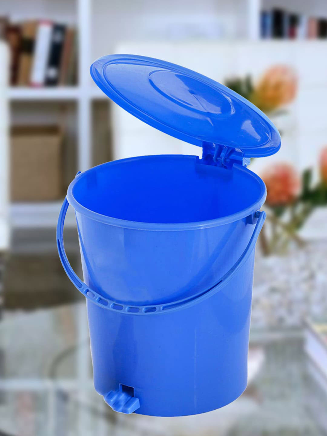Kuber Industries 2-Pcs Red & Blue Pedal Dustbins With Handle - 10 L Each