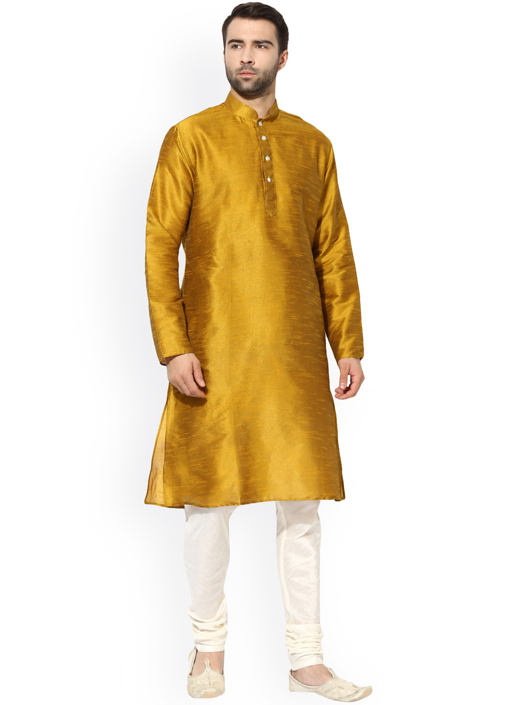 KISAH Men Yellow Solid A-Line Kurta