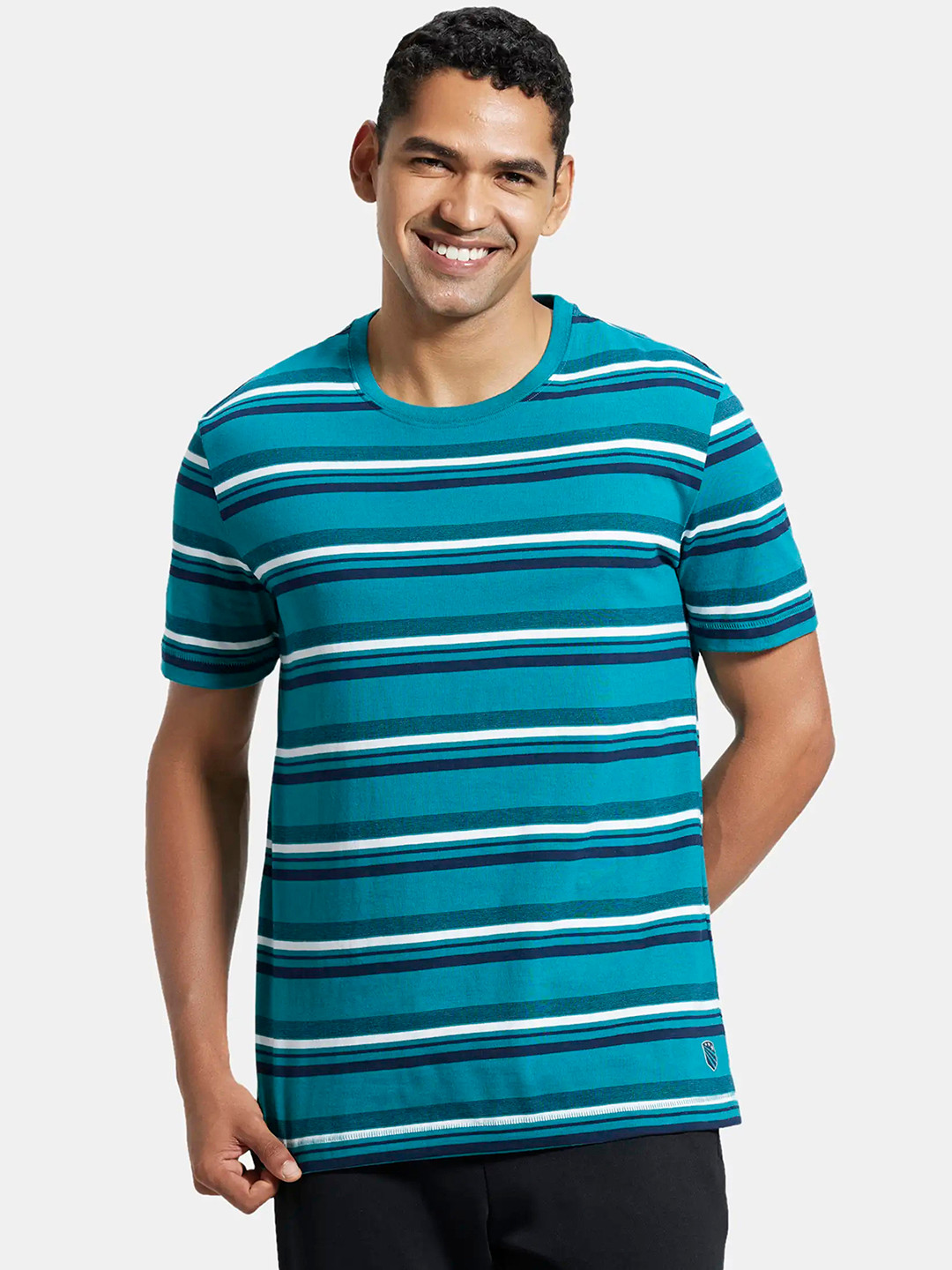Jockey Striped Round Neck Short Sleeves T-shirt