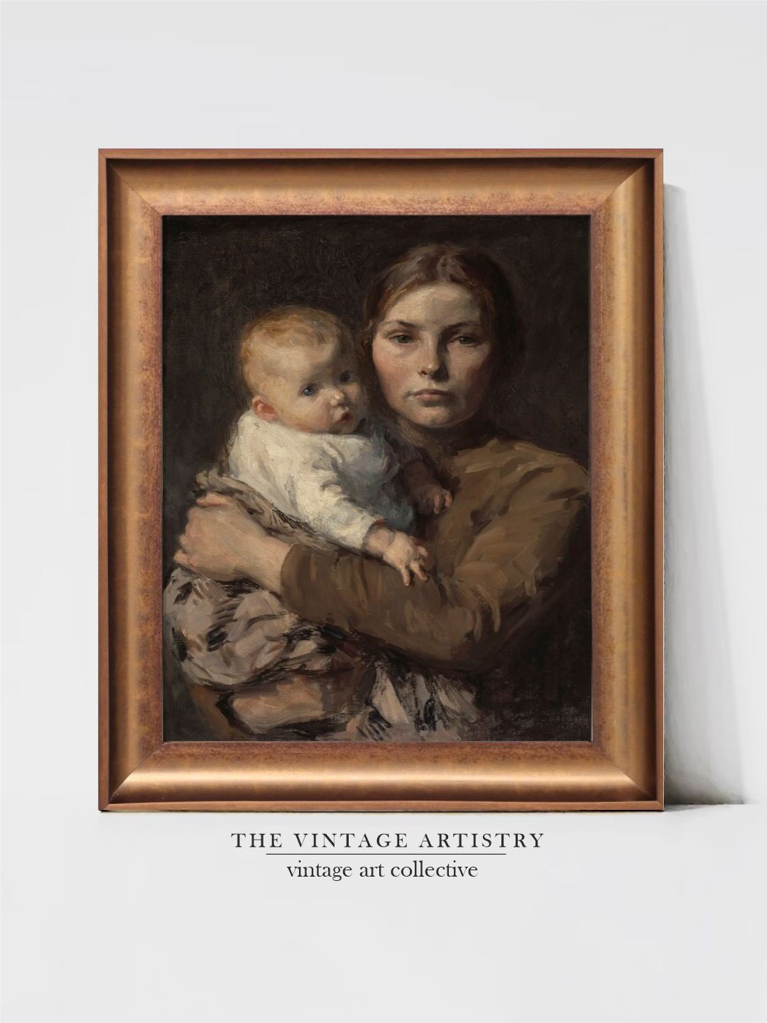 THE VINTAGE ARTISTRY Brown & Beige Antique Women Painting Framed Wall Art