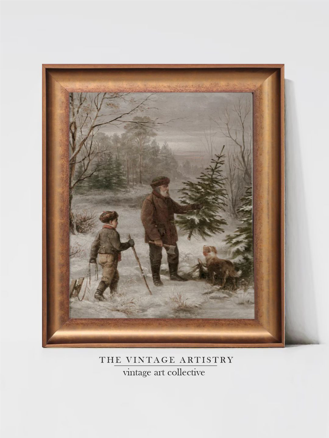 THE VINTAGE ARTISTRY Christmas Canvas Living Room Rectangle Paintings Wall Art -21 x 15In