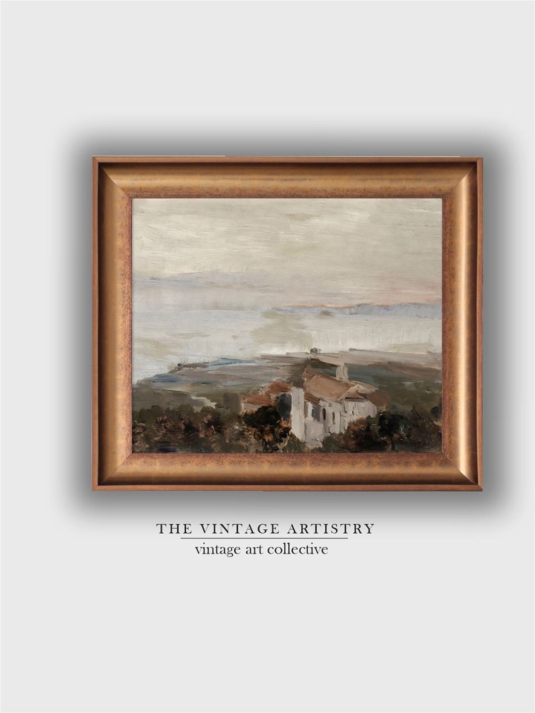 THE VINTAGE ARTISTRY Green & Brown Coastal Painting Printable Wall Art