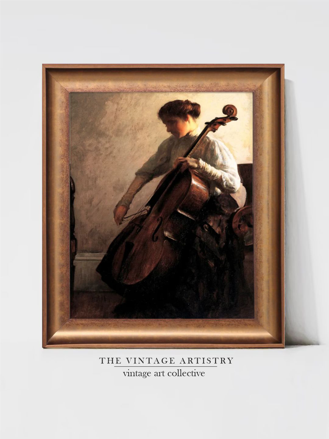 THE VINTAGE ARTISTRY White & Brown Vintage Oil Portrait Painting Wall Art