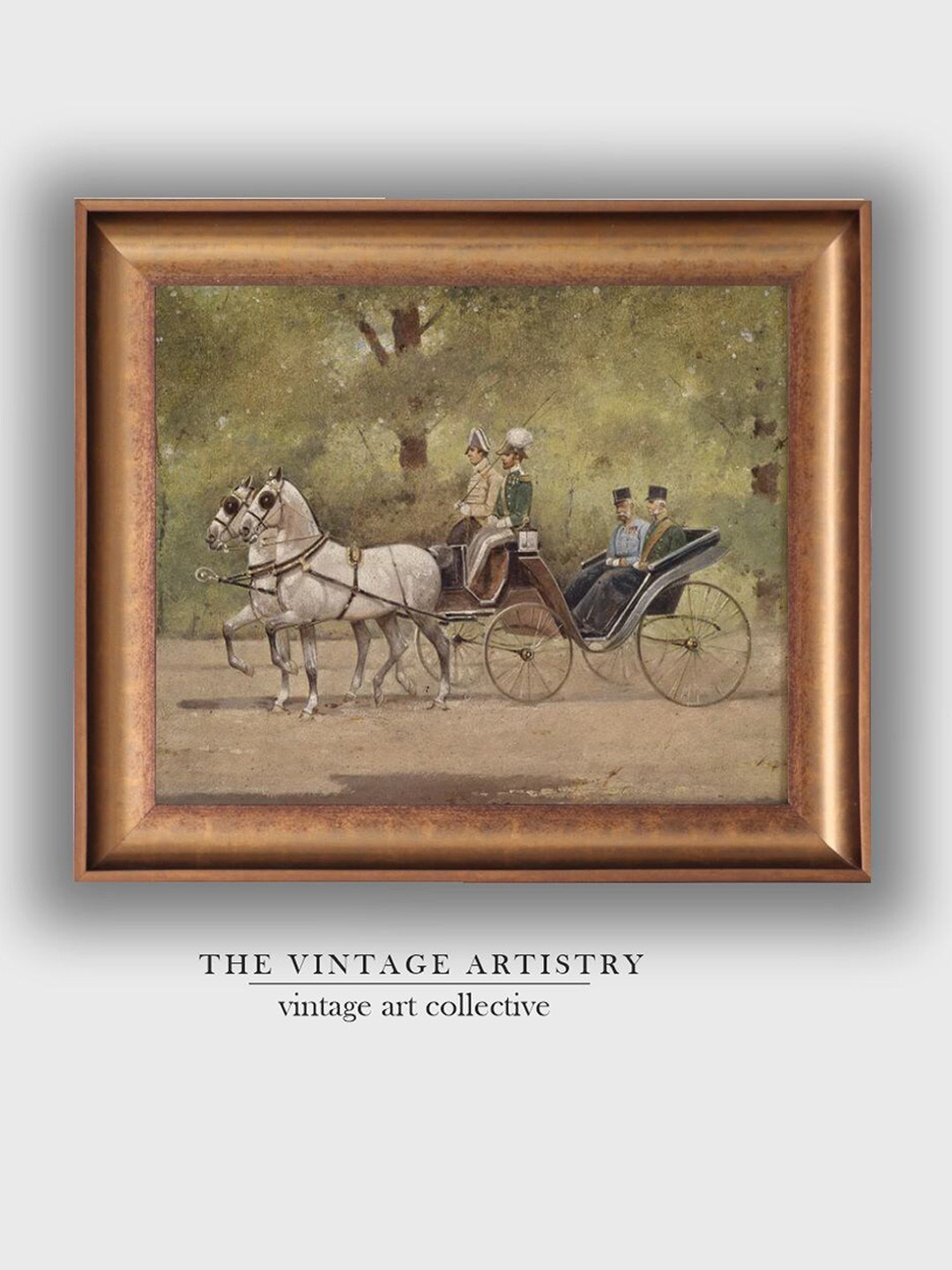 THE VINTAGE ARTISTRY Brown & Green Moody Rustic Art Framed Wall Painting