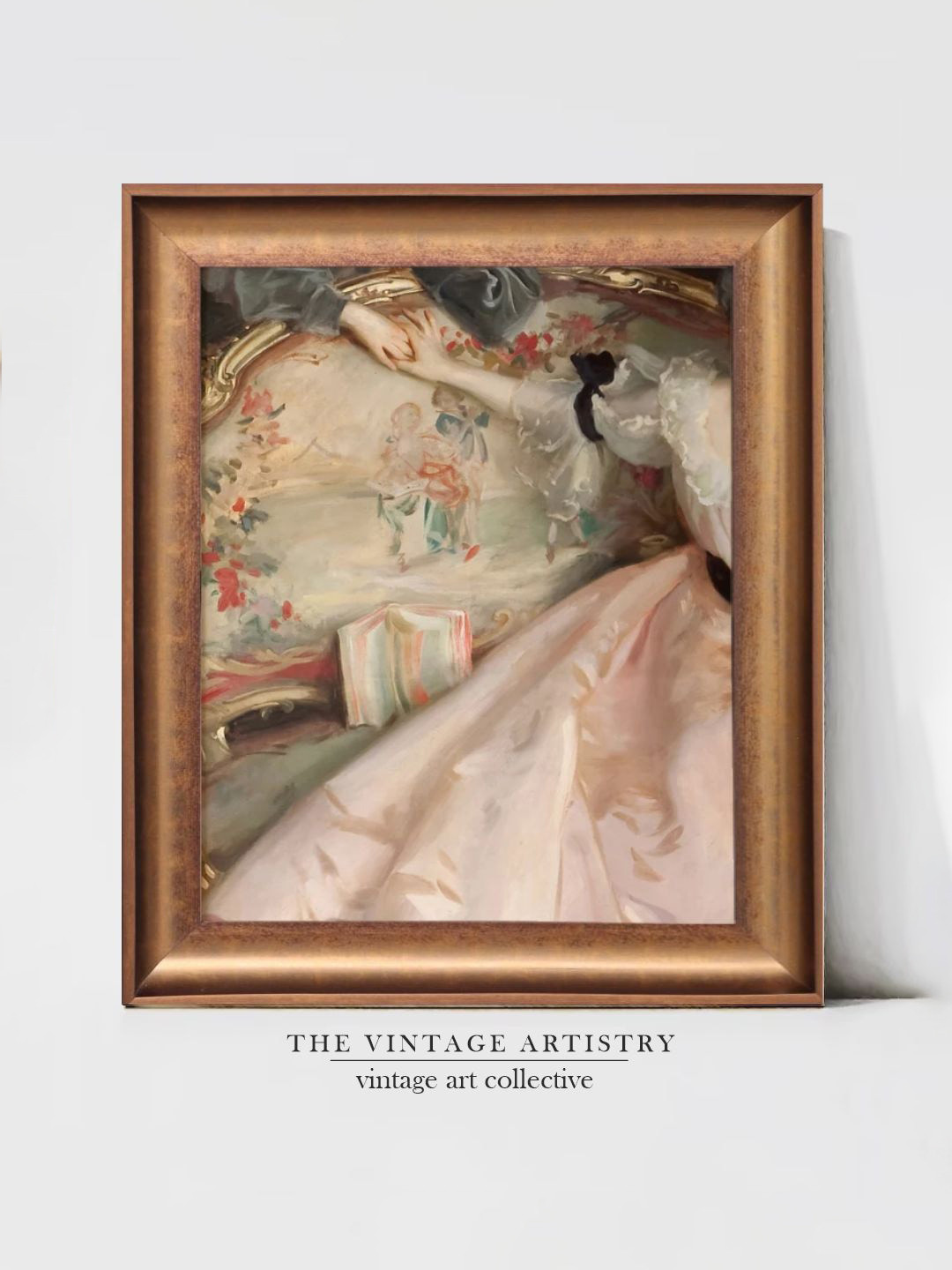 THE VINTAGE ARTISTRY Green & Brown Old Master Printed Framed Wall Painting