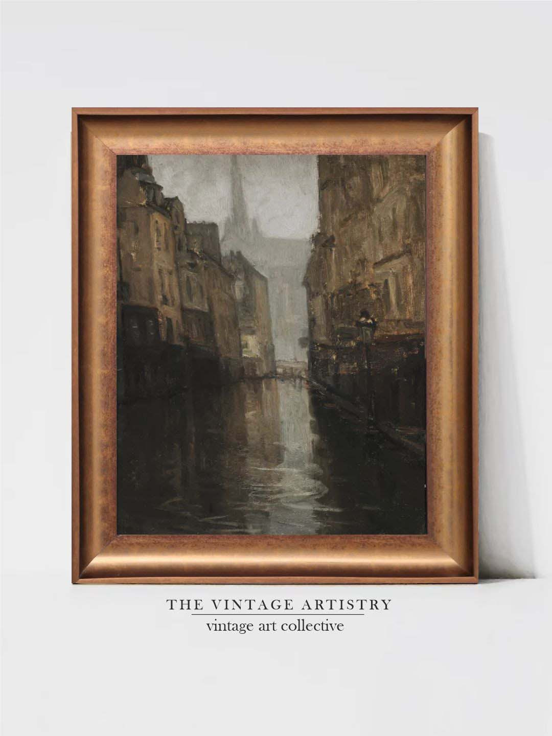 THE VINTAGE ARTISTRY Brown & Beige Vintage French Framed Wall Painting