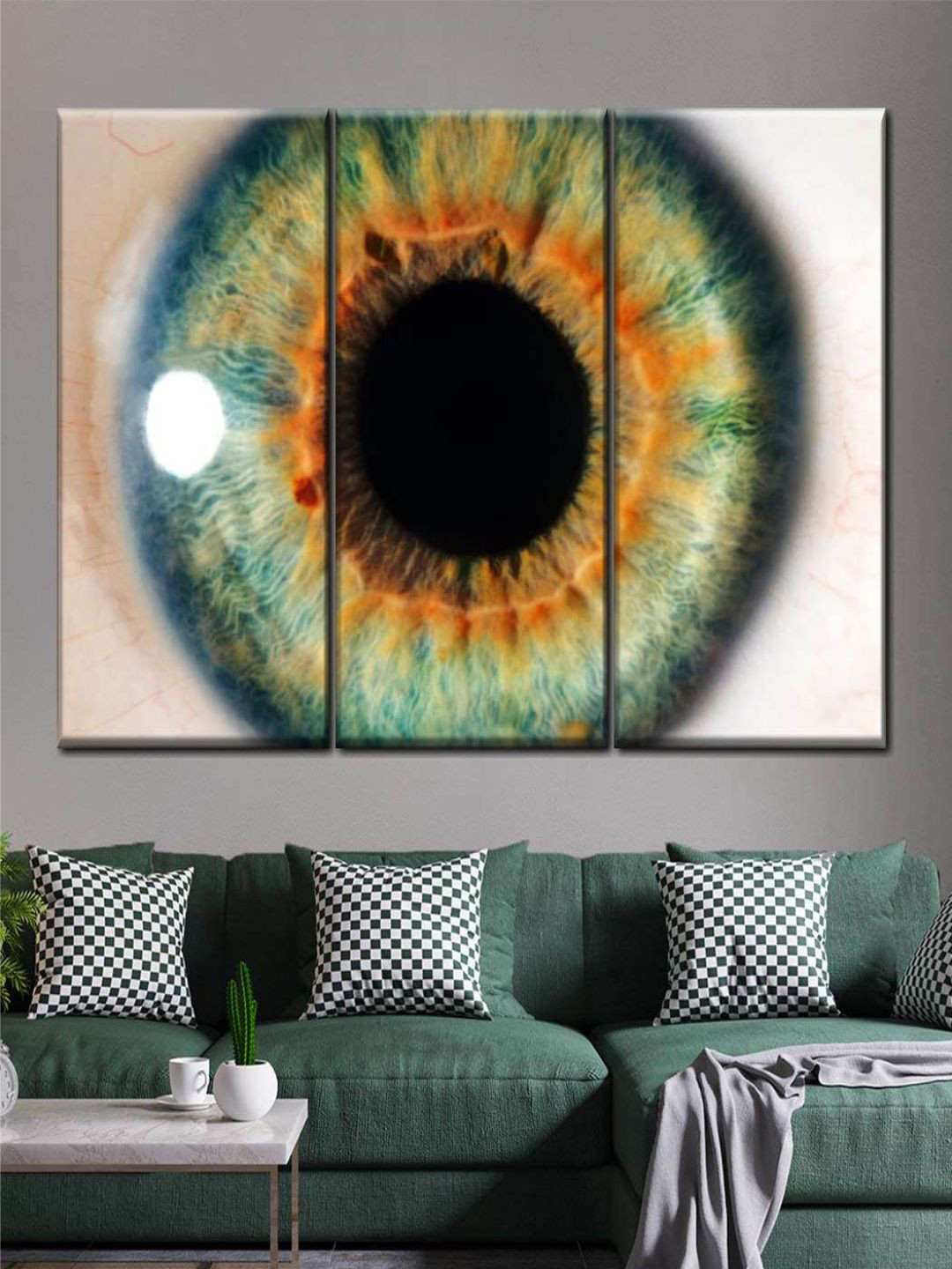 POSTERS AND TRUSS 3 Pieces Green Eye Wall Art