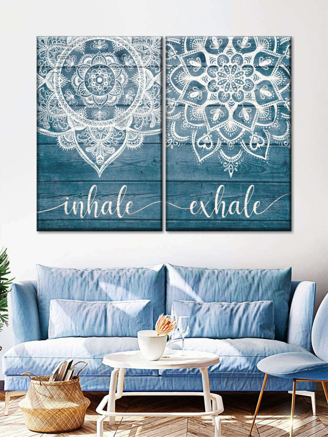 POSTERS AND TRUSSInhale Exhale Zen Canvas 2 Piece Wall Paintings Wall Art - 30 x 20In