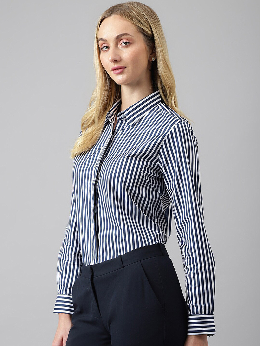 Hancock Striped Spread Collar Pure Cotton Formal Shirt