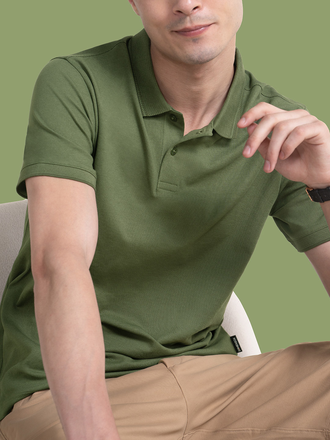 DAMENSCH Men Solid Thermoregulating Regular Fit 2 Button Polo T-shirt