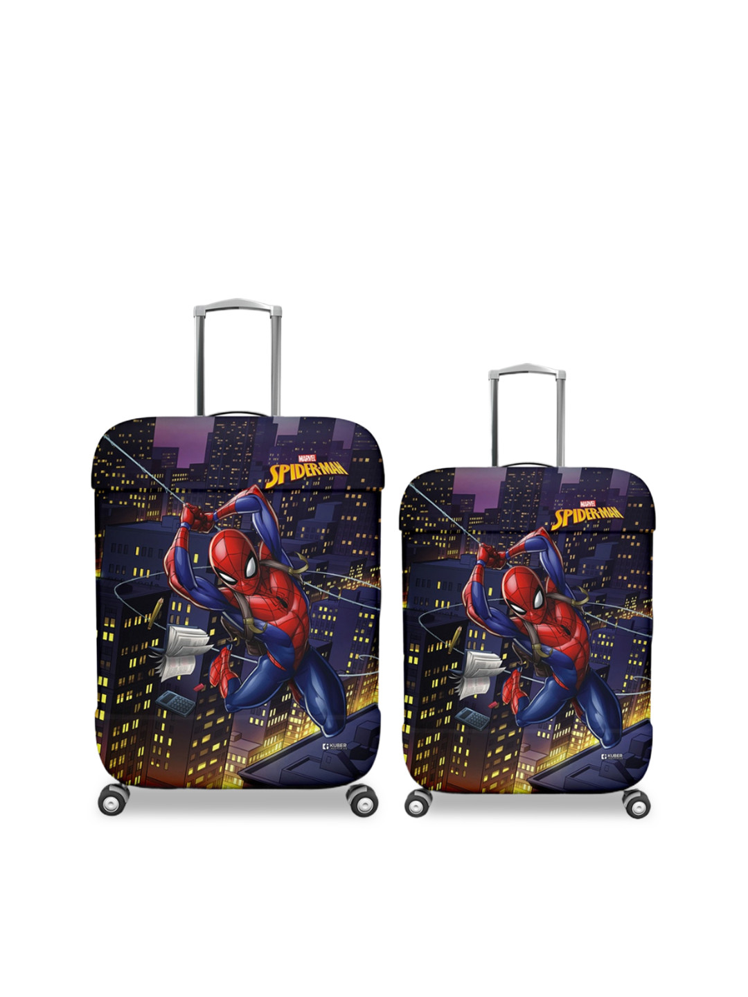 Kuber Industries Set Of 2 Marvel Spiderman Printed Water Resistance Luggage Cover
